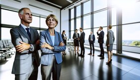 Professionelles Geschäftstreffen europäischer Fachleute in modernem Büro mit positiver Gesprächsatmosphäre