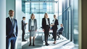 Europäische Fachleute analysieren gemeinsam Dokumente und Qualitätsstandards in einem deutschen Büro